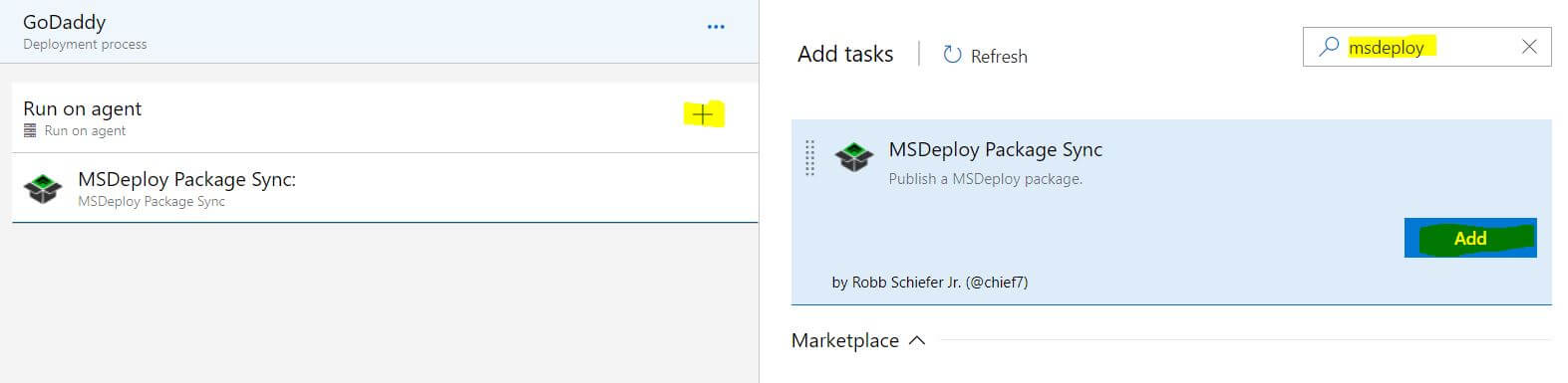 MsDeploy Package Sync task