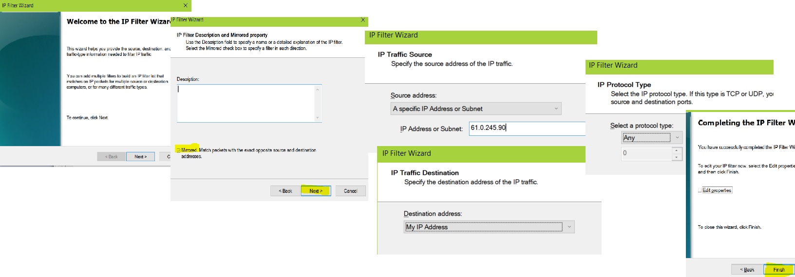 IP Filter Rule for matching BSNL Server IP