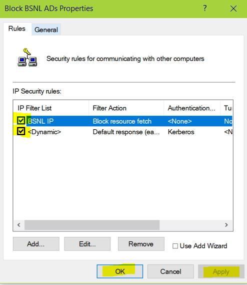 Enable filter rules by selecting respective checkboxes